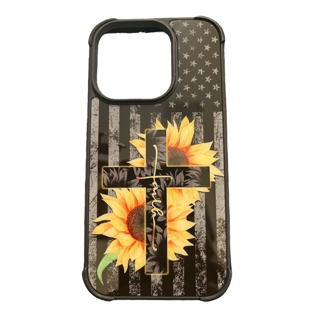 iPhone 15 Pro American Flag Sunflower Faith Phone Case